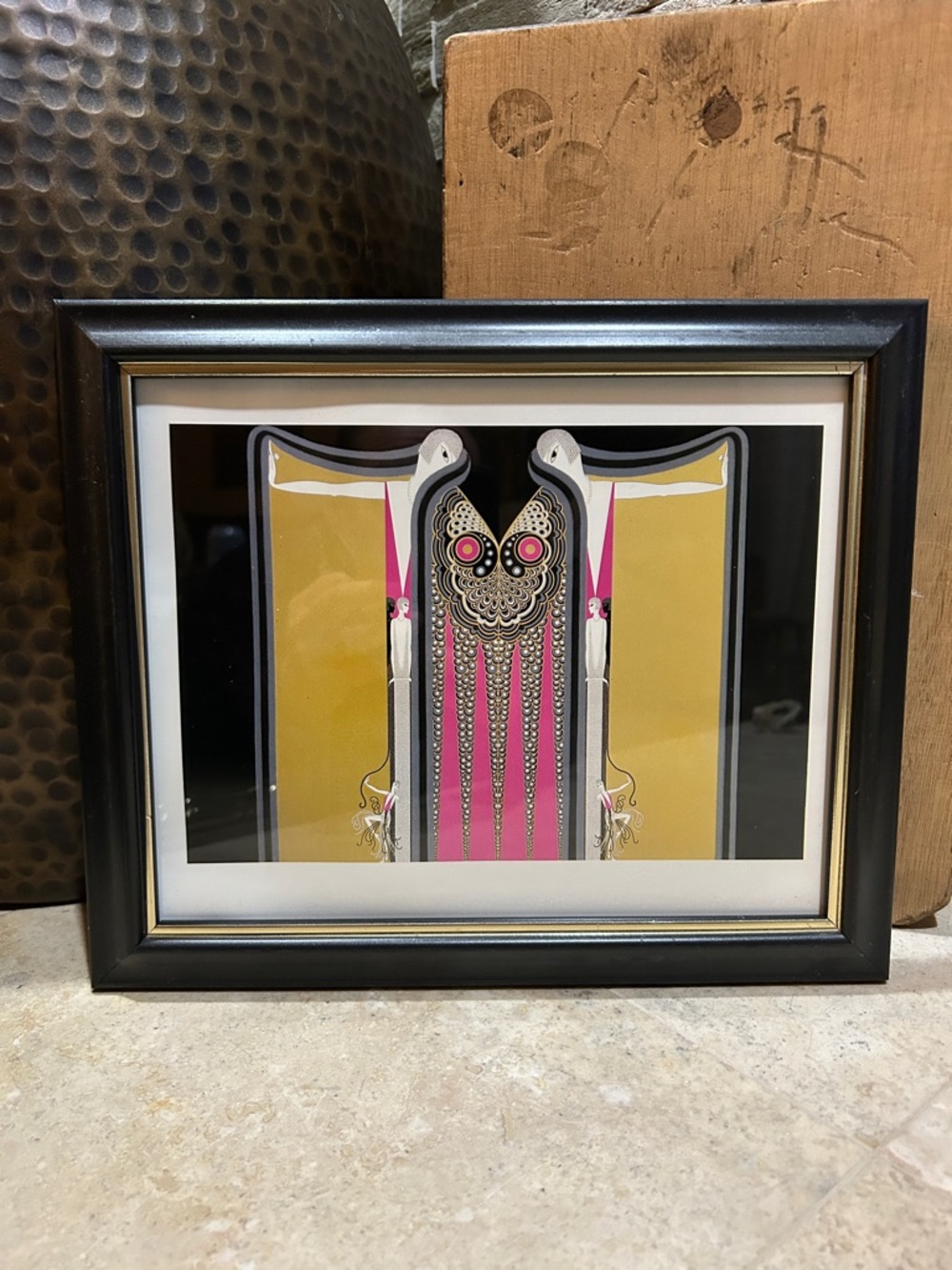 ERTE Vintage Book Print- “Twin Sisters” Framed Art